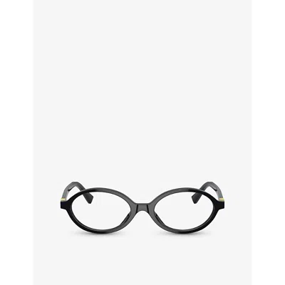 Miu Miu Mens Black Mu 01xv Oval-frame Acetate Eyeglasses