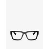 Miu Miu Mens Black Mu 02xv Rectangle-frame Acetate Eyeglasses In Black