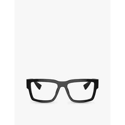 Miu Miu Mens Black Mu 02xv Rectangle-frame Acetate Eyeglasses