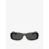 Miu Miu Miu Mens Black Mu 08zs Rectangle-frame Acetate Sunglasses In Black