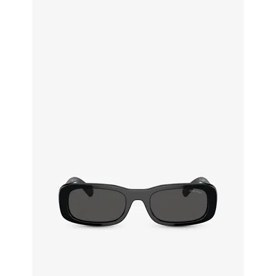 Miu Miu Miu Mens Black Mu 08zs Rectangle-frame Acetate Sunglasses