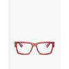 MIU MIU MIU MIU MEN'S RED MU 02XV RECTANGLE-FRAME ACETATE EYEGLASSES