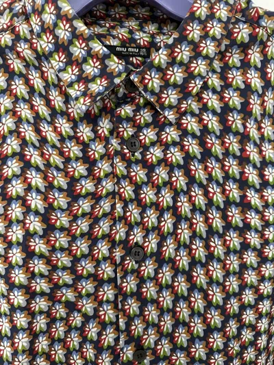 Pre-owned Miu Miu Menswear 2000's Floral Button-up In Blue