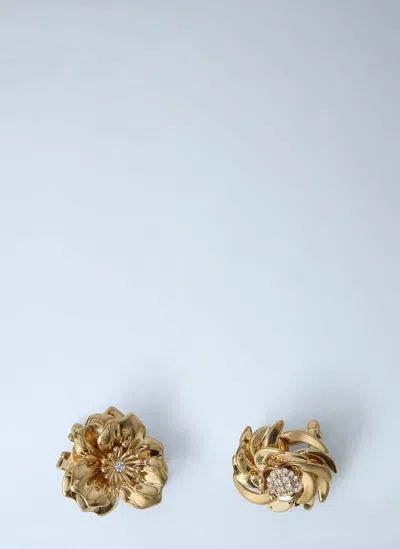 Miu Miu Mental Earrings With Crystals In Gold