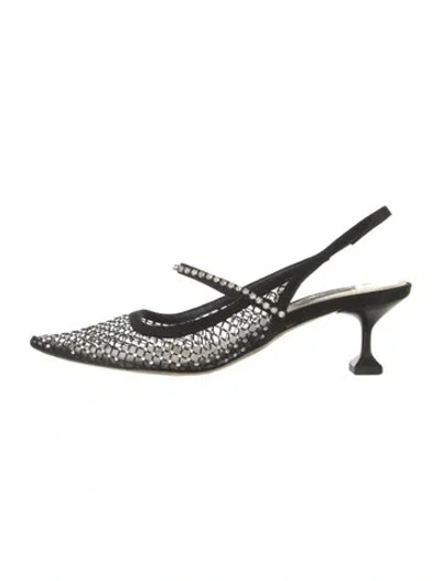 Pre-owned Miu Miu Mesh Accents Slingback Pumps In Black