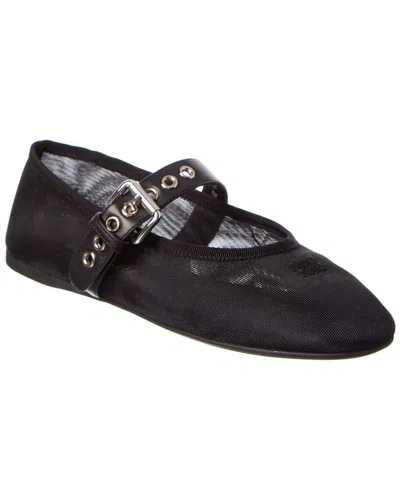 Miu Miu Mesh & Leather Ballerina Flat In Black