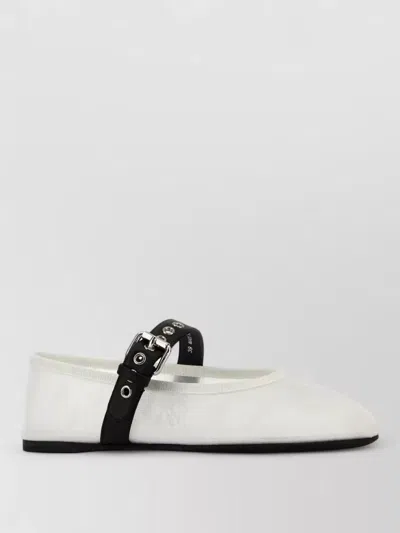 MIU MIU MESH BALLERINAS ROUND TOE FLAT SOLE STRAP