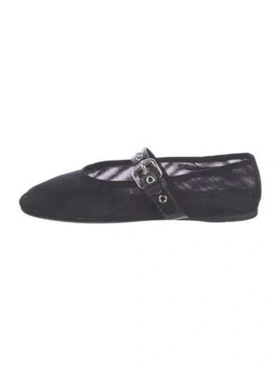 Pre-owned Miu Miu Mesh Ballet Flats In Black