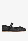 Miu Miu Mesh-design Ballet Flats In Black