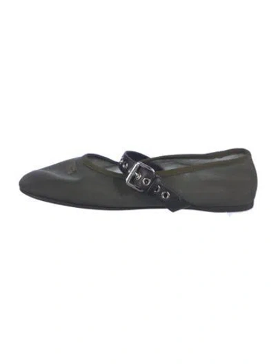 Pre-owned Miu Miu Mesh Ballet Flats In Green