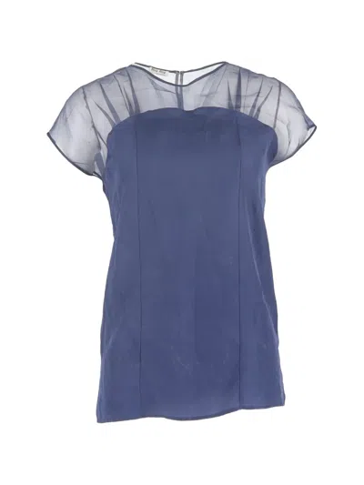 Pre-owned Miu Miu Mesh Blouse In Blue