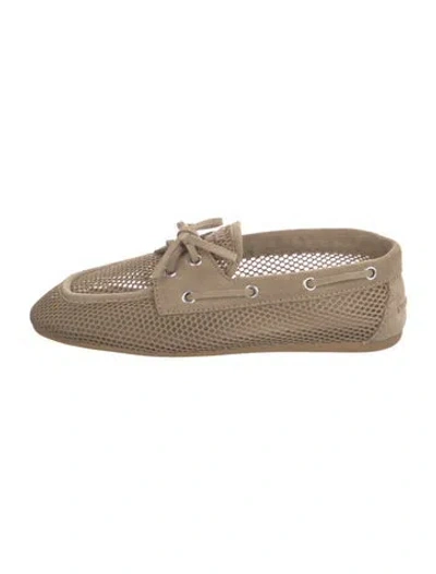 Pre-owned Miu Miu Mesh Bow Accents Loafers In Neutrals