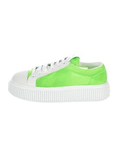 Pre-owned Miu Miu Mesh Colorblock Pattern Sneakers In Green