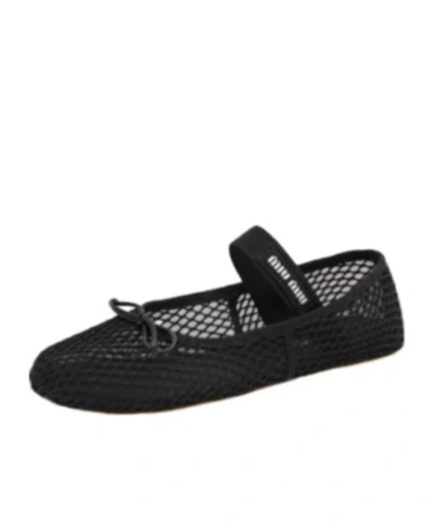 MIU MIU MIU MIU MESH-DESIGNED ROUND-TOE BALLET FLATS