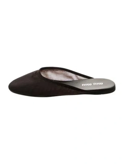 Pre-owned Miu Miu Mesh Embroidered Accent Mules In Black