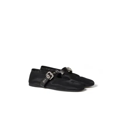 Miu Miu Mesh Fabric Ballerinas In Black