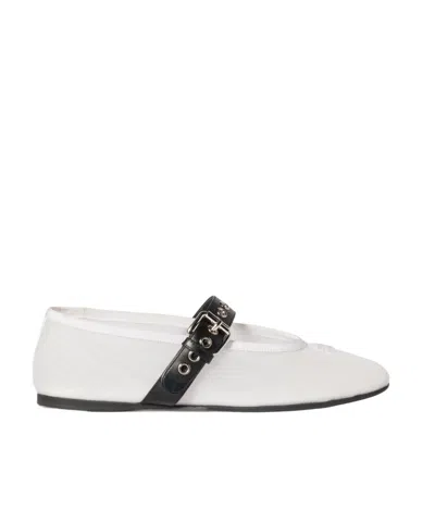 MIU MIU MIU MIU LOGO-EMBROIDERED BALLERINES
