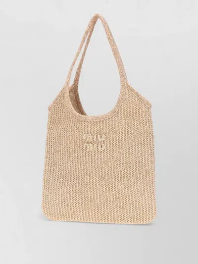 Miu Miu Mesh Ivy Tote Bag Knitted Texture Handles