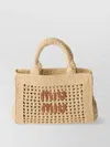 Miu Miu Mesh Openwork Tote Bag Handles In Yellow