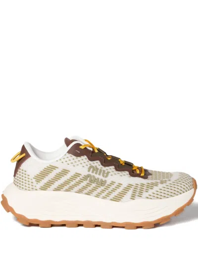 Miu Miu Mesh-panelled Sneakers In Neutral