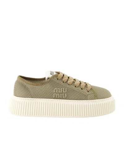 Miu Miu Mesh Platform Sneakers In Green