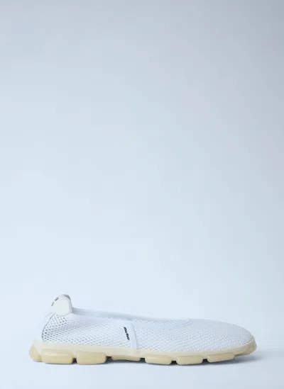 Miu Miu Mesh Slip-on Flats In White