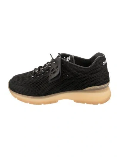 Pre-owned Miu Miu Mesh Trainers Wedge Sneakers In Black