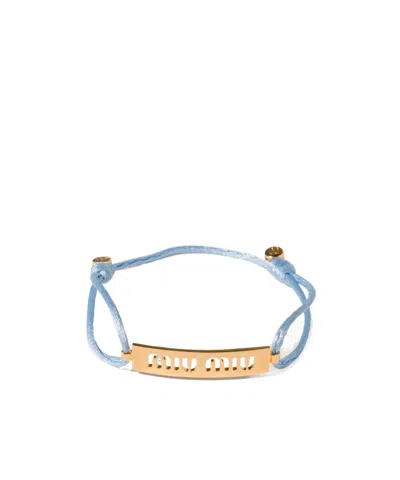 Miu Miu Metal And Cord Bracelet In Brown