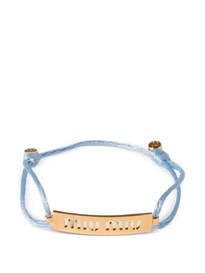 Miu Miu Metal And Cord Bracelet In Blue