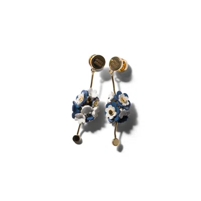 Miu Miu Metal And Leather Earrings In Blue