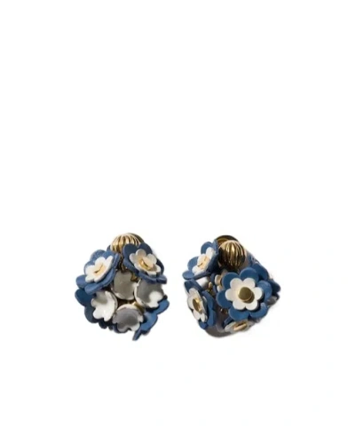 Miu Miu Metal And Leather Earrings In Multi