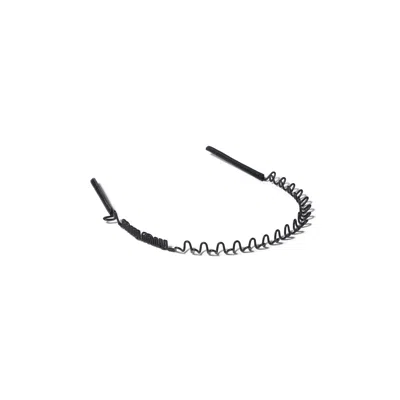 Miu Miu Metal And Leather Headband In Black