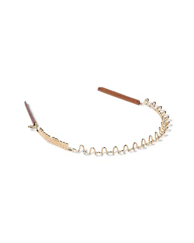 Miu Miu Metal And Leather Headband In White