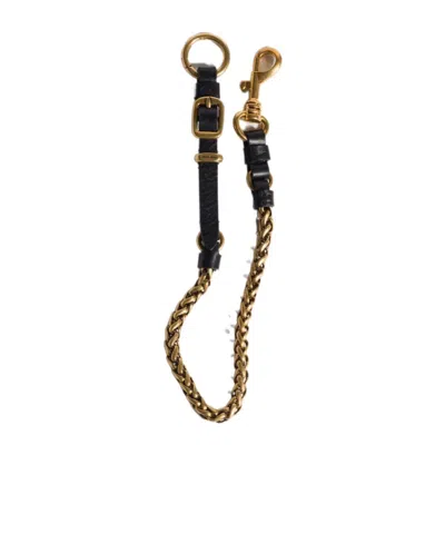 Miu Miu Metal And Leather Key Ring Trick In Brown