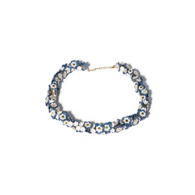 Miu Miu Metal And Leather Necklace In Blue