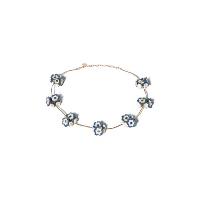 Miu Miu Metal And Leather Necklace In Gray