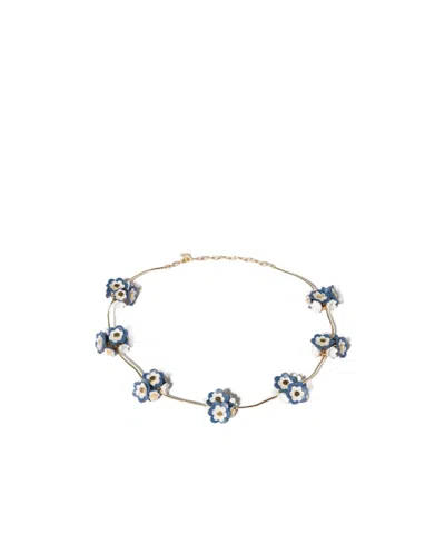 Miu Miu Metal And Leather Necklace In Gray