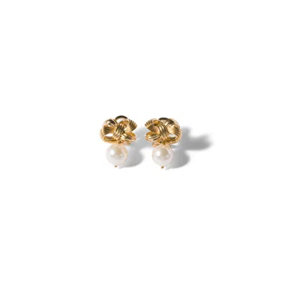 Miu Miu Metal And Pearl Earrings In Gold