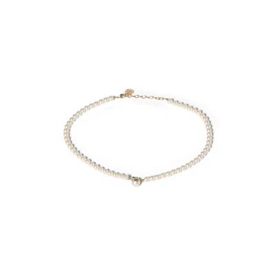 Miu Miu Metal And Pearl Necklace In Gold/cream