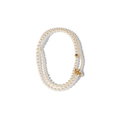 Miu Miu Metal And Pearl Necklace In White