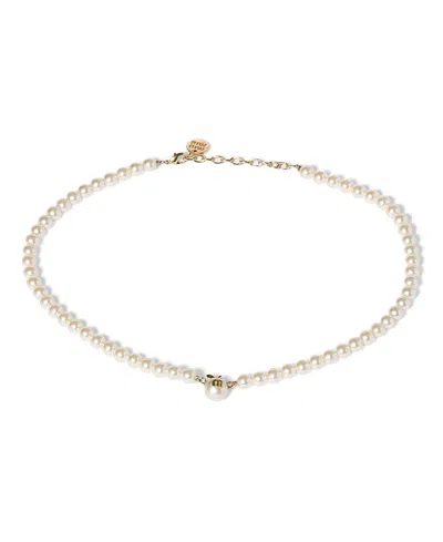 Miu Miu Metal And Pearl Necklace In White