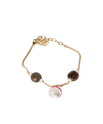 Miu Miu Metal And Resin Bracelet In Gold