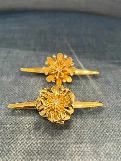 Miu Miu Metal Barrettes With Crystals In Yellow