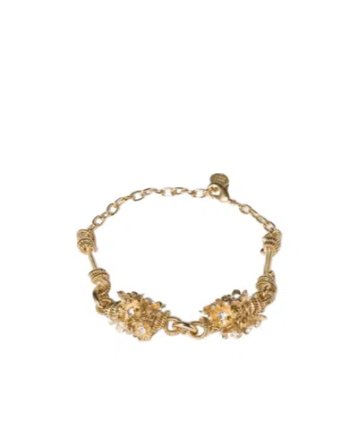 Miu Miu Metal Bracelet With Crystals In Gold