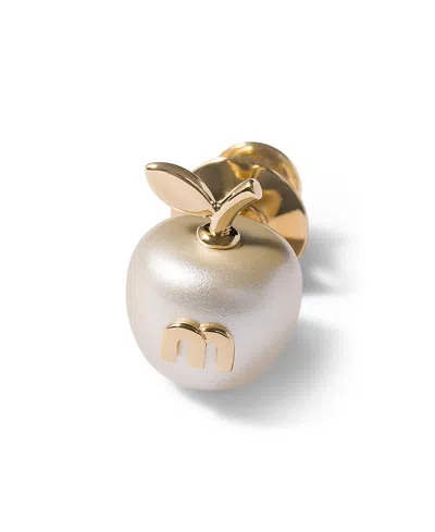 Miu Miu Metal Brooch In White
