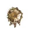 Miu Miu Metal Brooch With Crystal In Gold