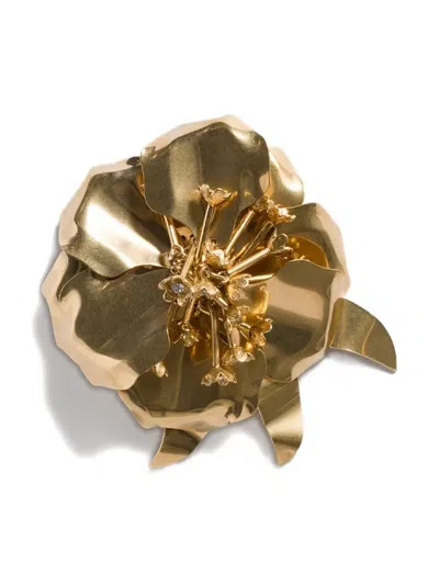 Miu Miu Metal Brooch With Crystals In Gold