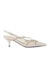 Miu Miu Patent Leather Slingback Pumps With Buckles In Nude