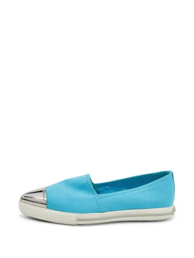 Pre-owned Miu Miu Metal Cap-toe Sneakers In Blue