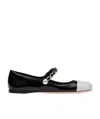 Miu Miu Metal Chain Ballet Shoes In Black/white